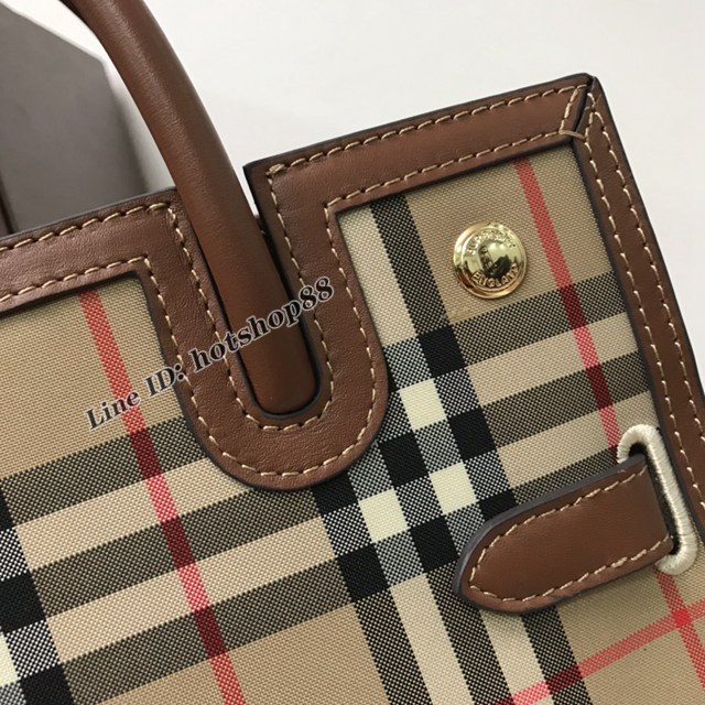 Burberry專櫃新款Title泰爾勒手袋 巴寶莉Vintage復古格紋手提托特包肩背女包 yxb1507